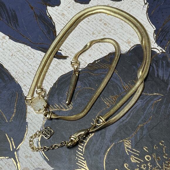 Kendra Scott Long Starla Y Gold and Crystal Geode Pendant Necklace D2 or 3 - Picture 2 of 14